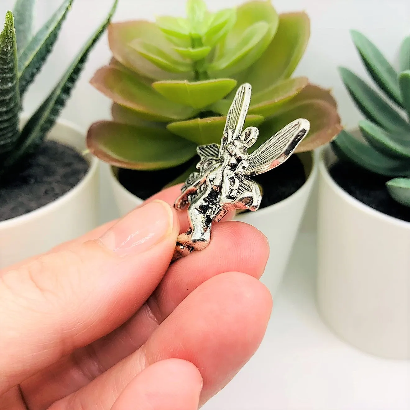 1, 4 or 20 Pieces:  Large Silver Fairy Charms, Silver Sprite Charm