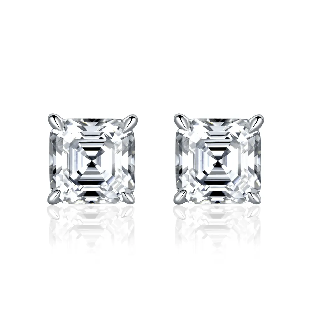 1 CT. Asscher Cut Moissanite Earring Studs