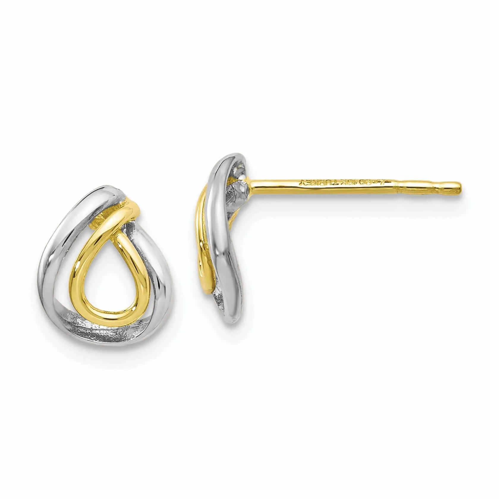 10k Two Tone Gold Polished Post Earrings