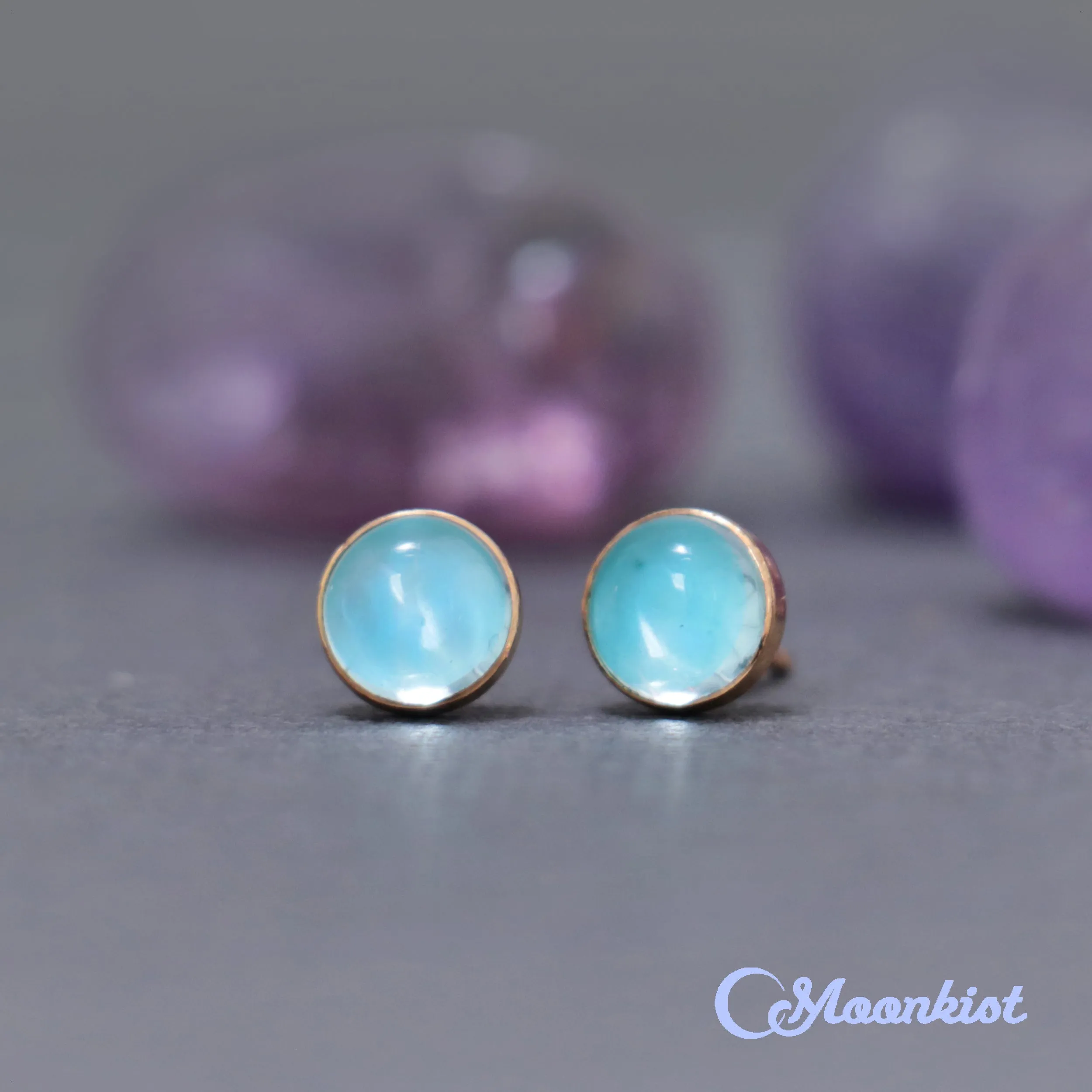 14K Gold Filled Aquamarine Small Stud Earrings  | Moonkist Designs