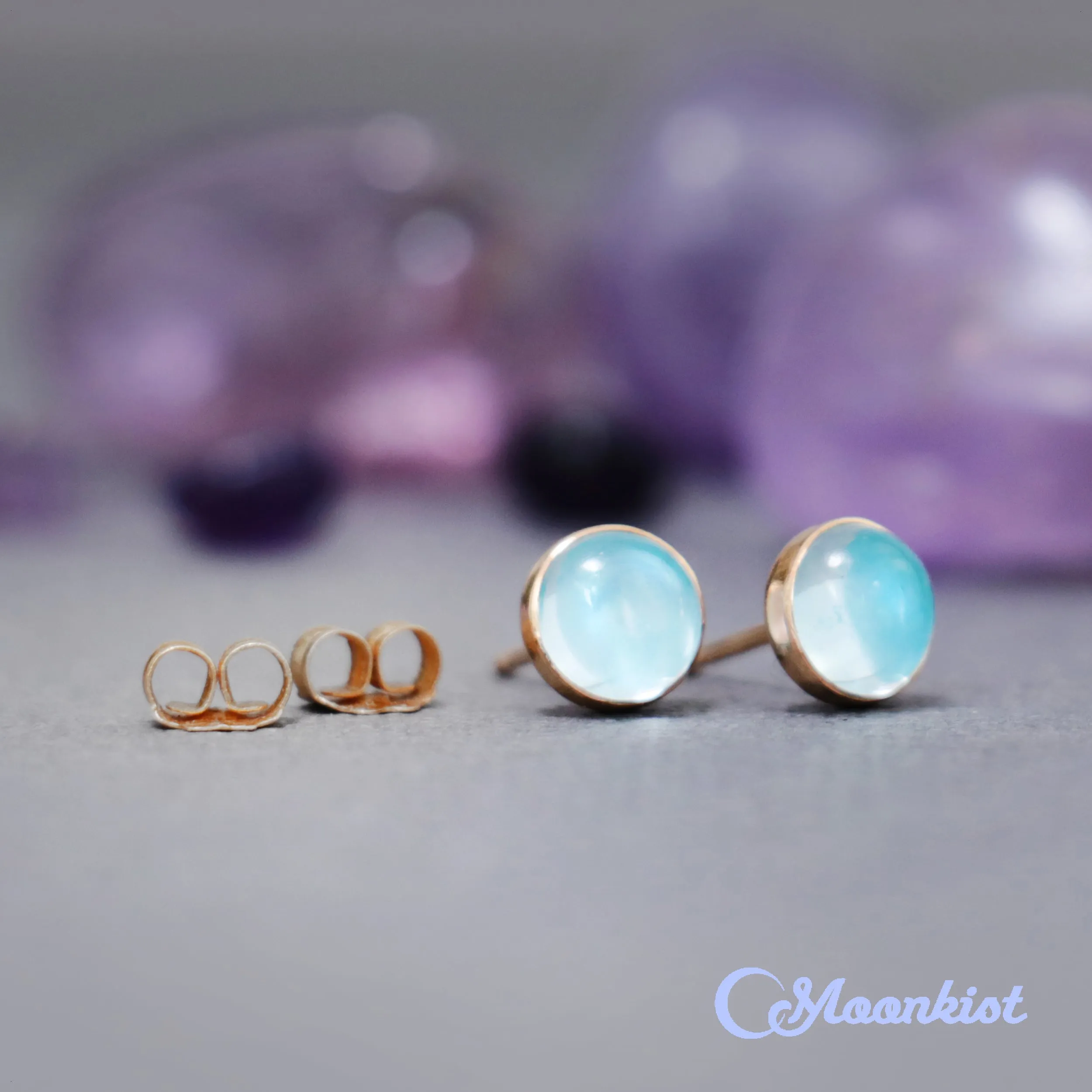 14K Gold Filled Aquamarine Small Stud Earrings  | Moonkist Designs