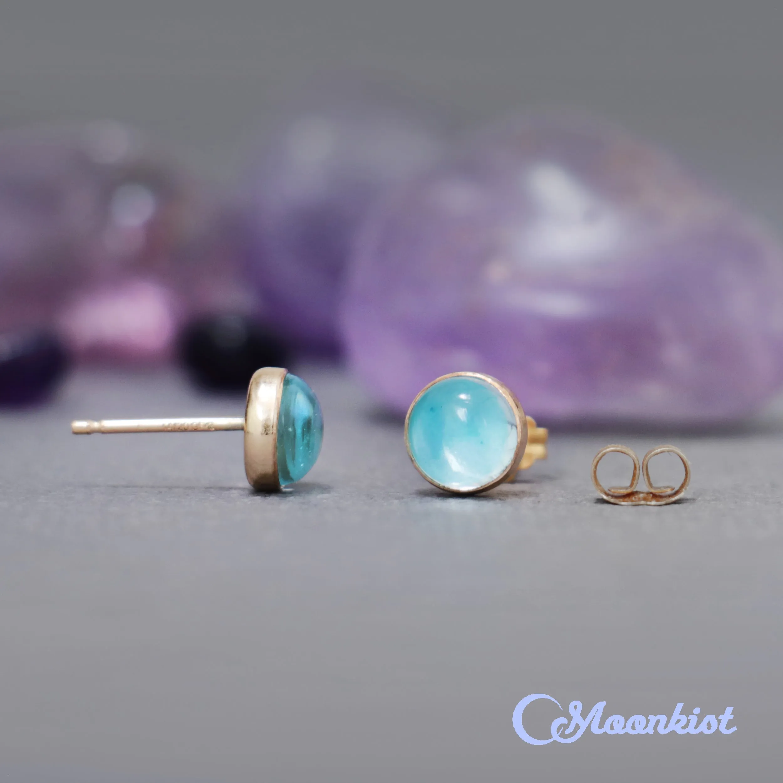 14K Gold Filled Aquamarine Small Stud Earrings  | Moonkist Designs