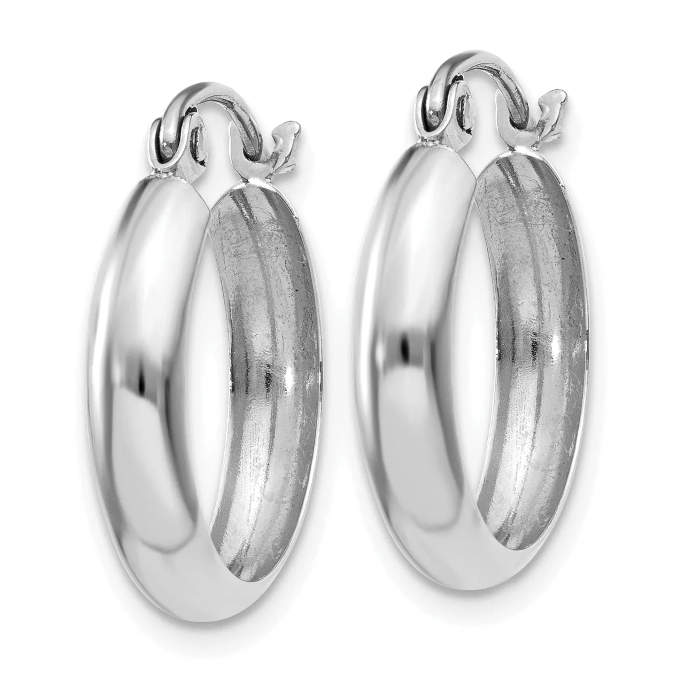 14k White Gold Polished 3.5MM Hoop Earrings