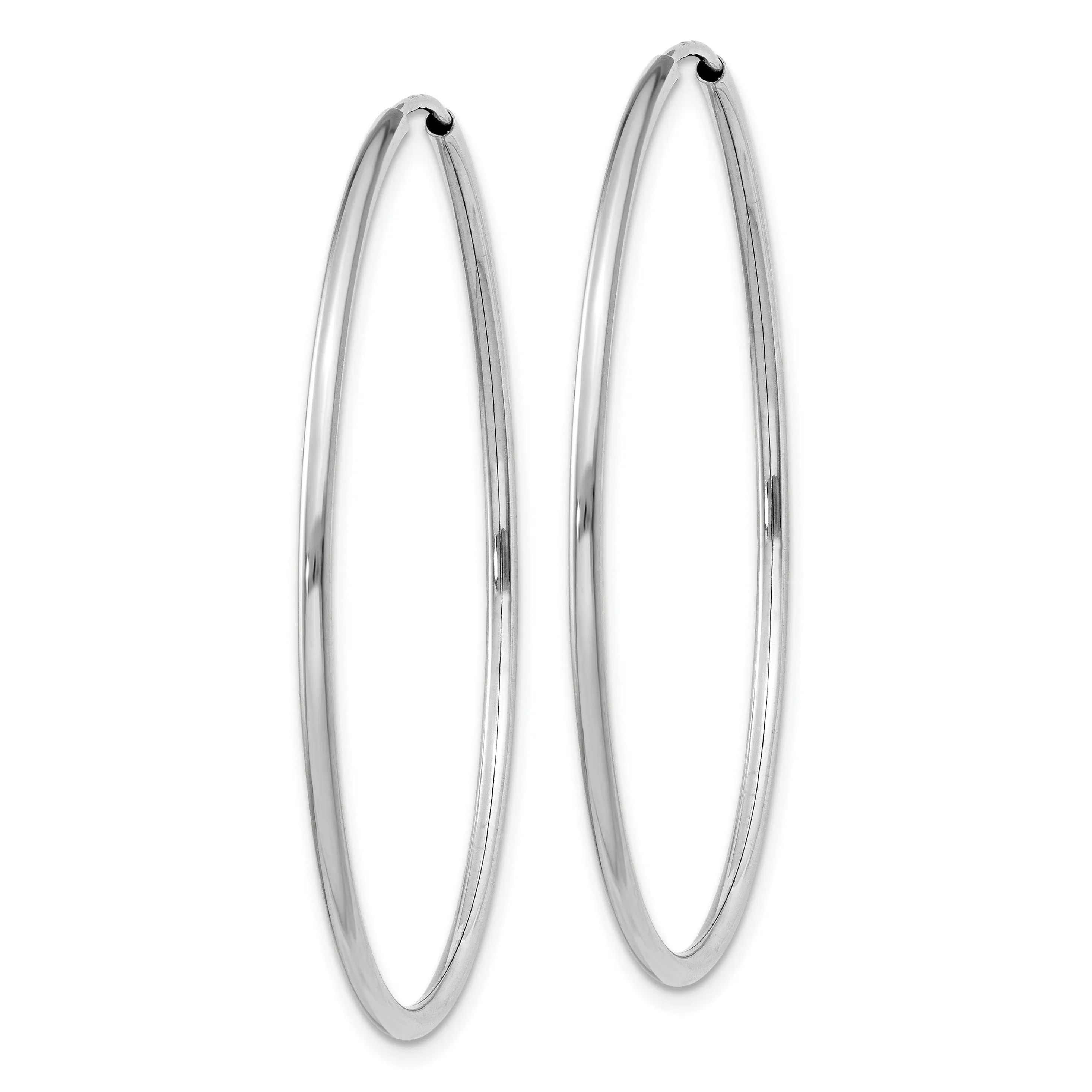 14k White Gold Polished Endless Hoop Earrings 1.5mm x 40.5 mm