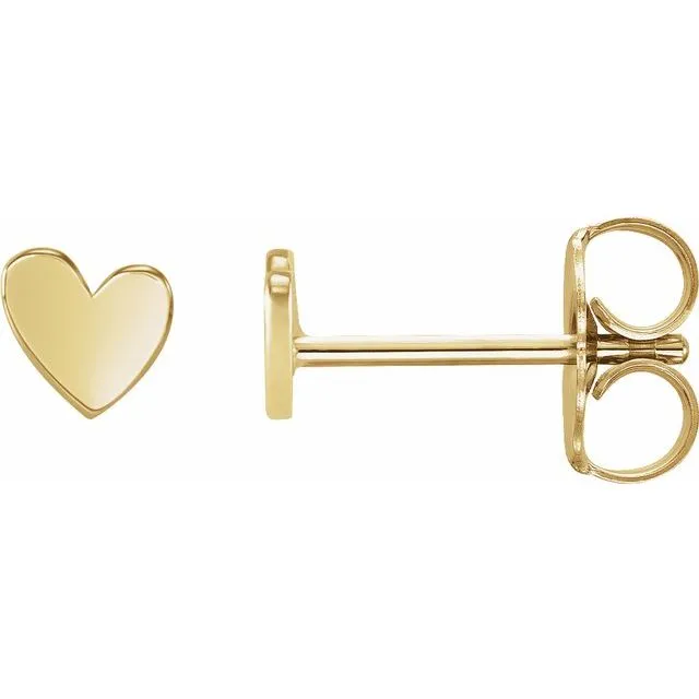 14K Yellow Asymmetrical Heart Earrings