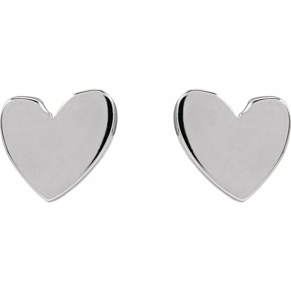 14K Yellow Asymmetrical Heart Earrings