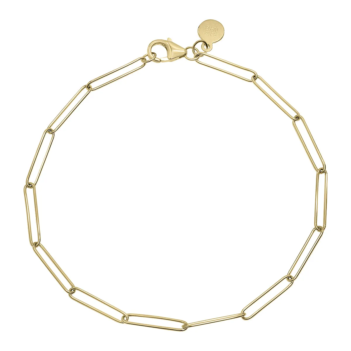 14K Yellow Gold Lightweight Paperclip Bracelet With Lobster Clasp