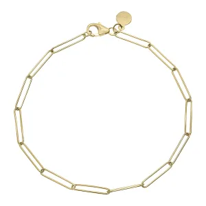 14K Yellow Gold Lightweight Paperclip Bracelet With Lobster Clasp