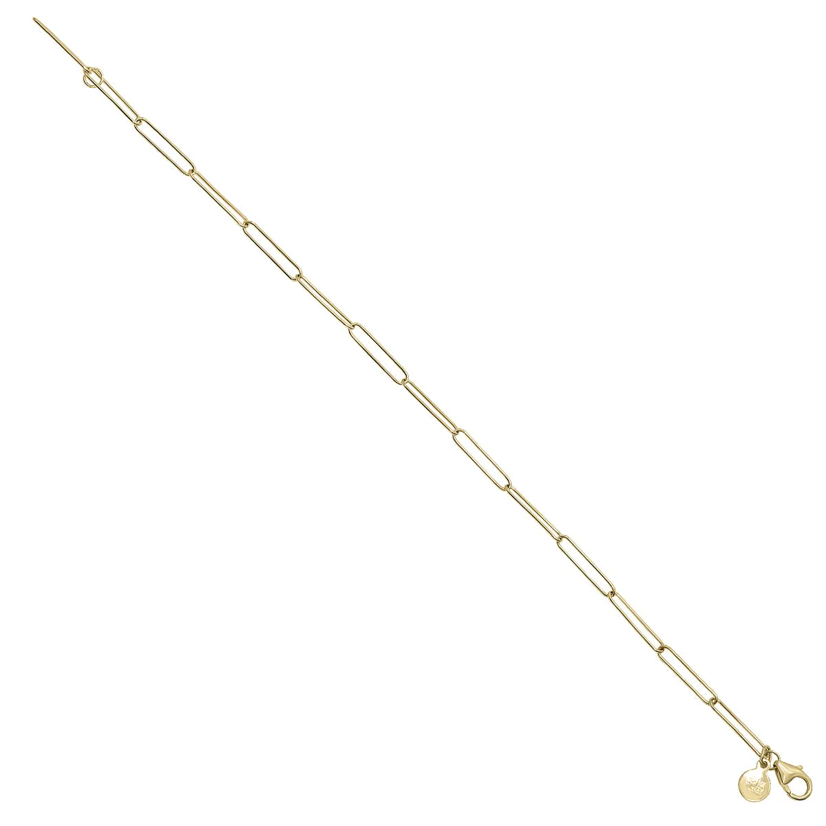 14K Yellow Gold Lightweight Paperclip Bracelet With Lobster Clasp