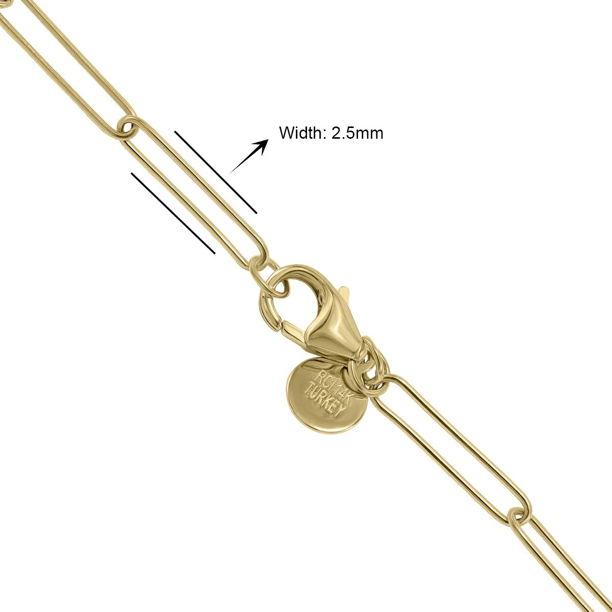 14K Yellow Gold Lightweight Paperclip Bracelet With Lobster Clasp