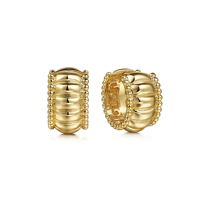 14K Yellow Plain Gold Bujukan Huggie Earrings