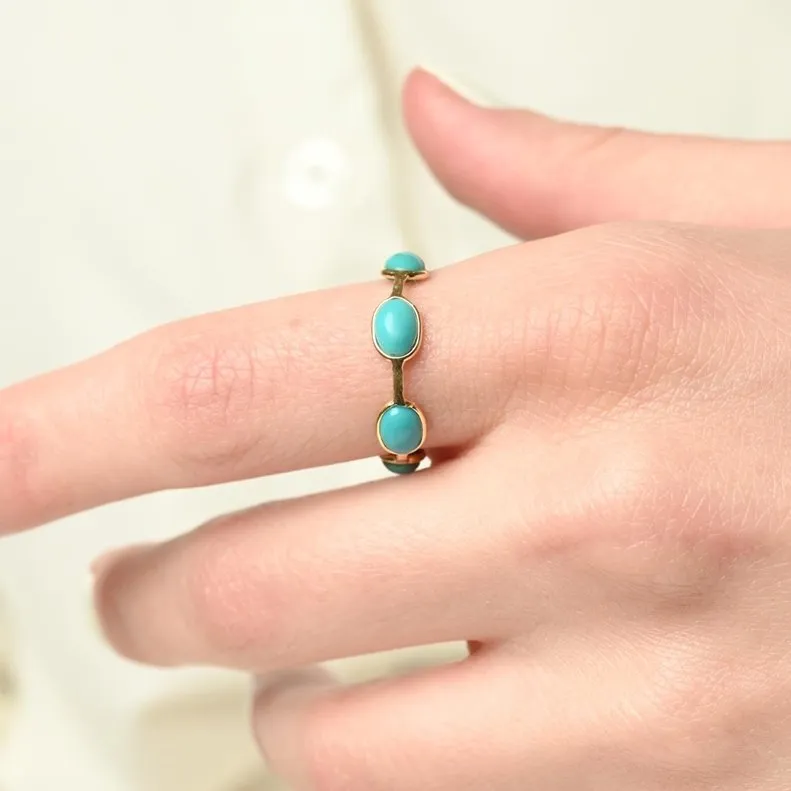 18K Gold Turquoise Eternity Band