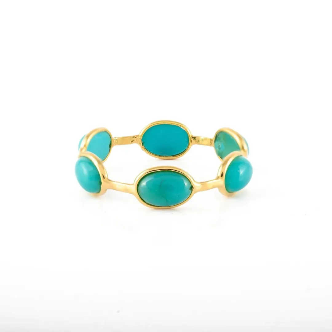 18K Gold Turquoise Eternity Band