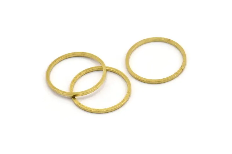 18mm Circle Connectors, 50 Raw Brass Circle Connectors (18x1x1mm) A2249 BS 1096