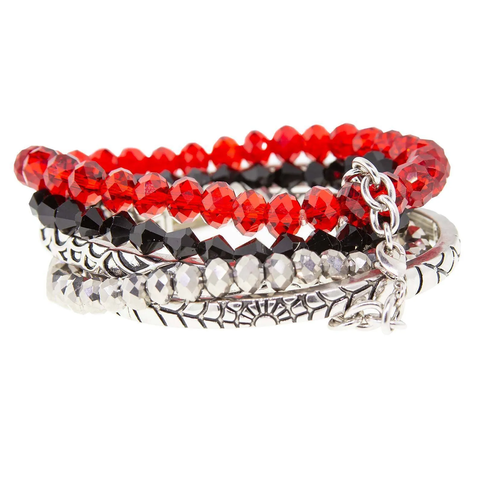 1928 Jewelry Red Black Grey  Beaded Stretch Multi Bracelets