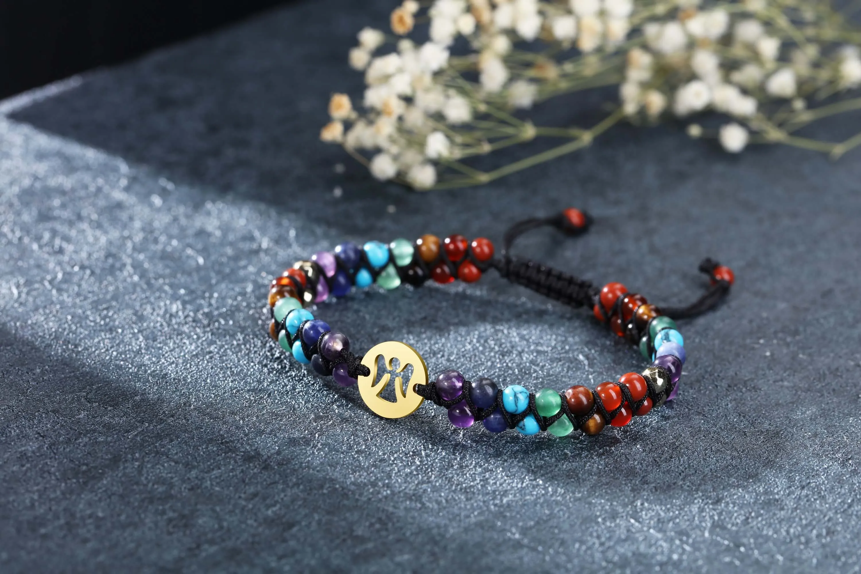 7 Chakras Crystal Beads Yoga Charm Bracelet | Jovivi