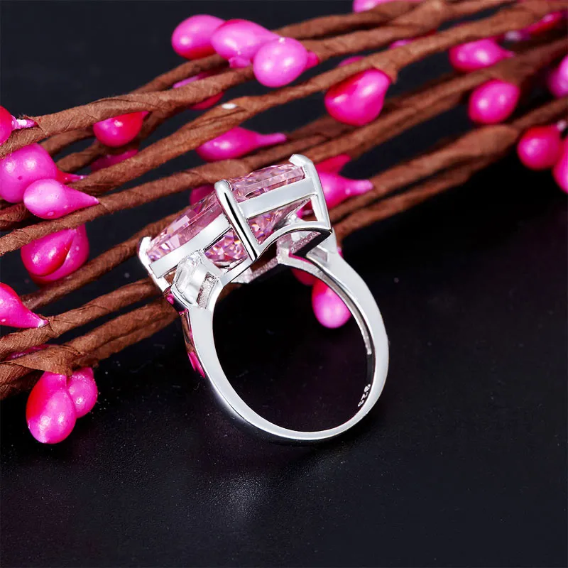 8.5 Carat Pink Created Diamante Stone Solid 925 Sterling Silver Ring Party Luxury Jewelry XFR8307