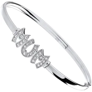 925 Sterling Silver CZ Mum Bangle 7.2g