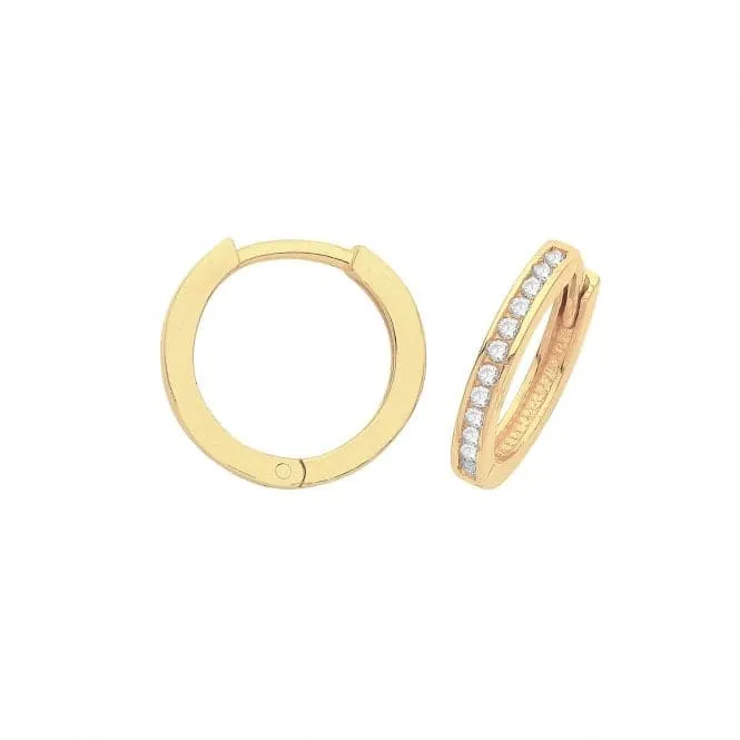 9CT Yellow Gold Hinged Zirconia Earrings ER001