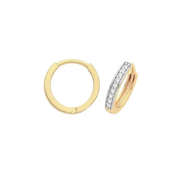 9CT Yellow Gold Hinged Zirconia Earrings ER001