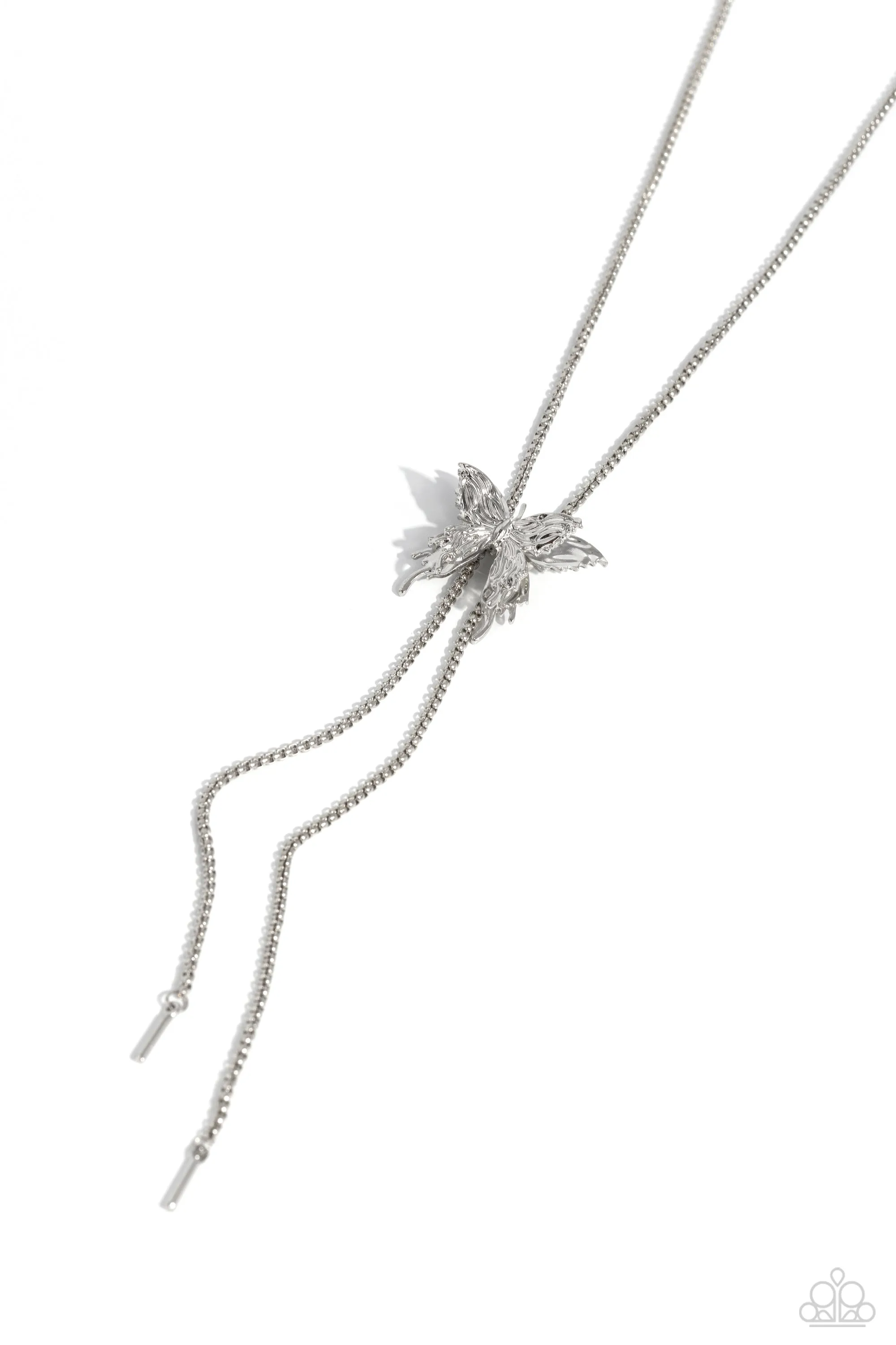 Adjustable Acclaim - Silver - Butterfly Paparazzi Bolo Necklace