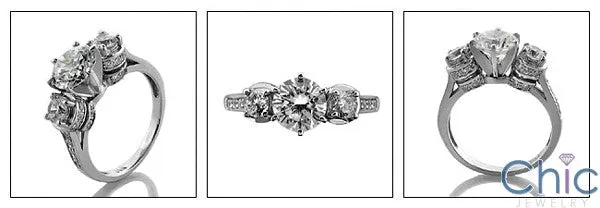 Anniversary 1.5 Round Center 1.10 TCW Cubic Zirconia Cz Ring