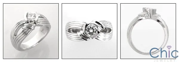 Anniversary .50 Half Channel Set Round Cubic Zirconia Ring 14K White Gold