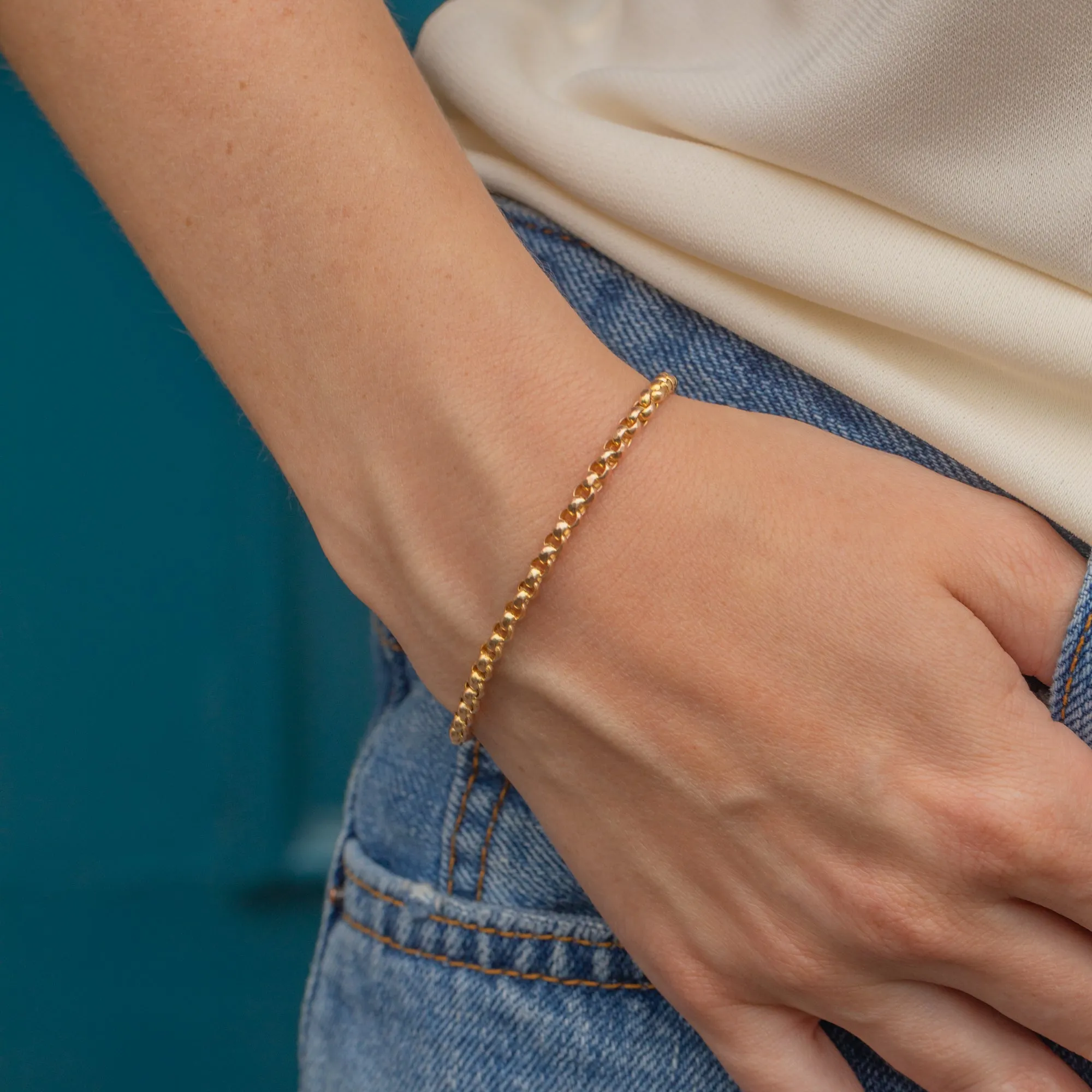 Antique 9ct Gold Faceted Belcher Bracelet