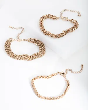 Antique Gold Multi Chain Bracelet Pack