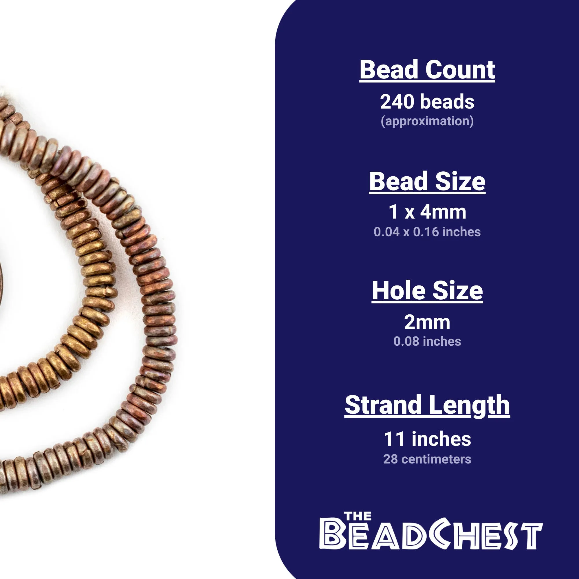 Antiqued Brass Kenya Heishi Beads (4mm)