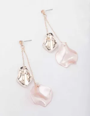 Blush Iridescent Petal Drop Earrings