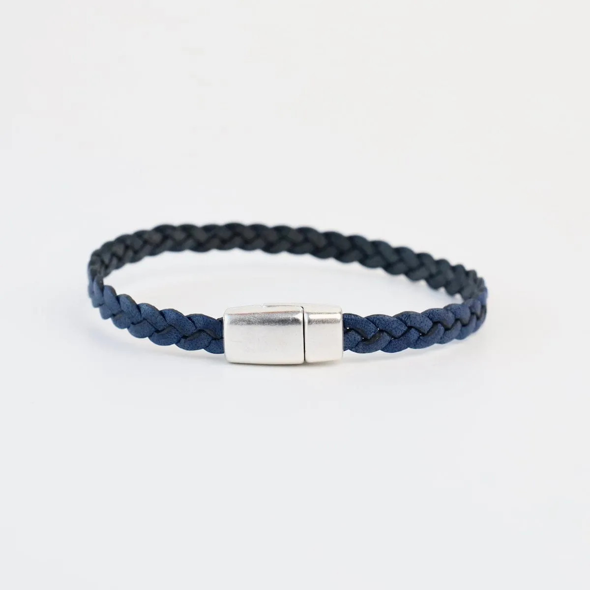 Braided Blue Leather Bracelet