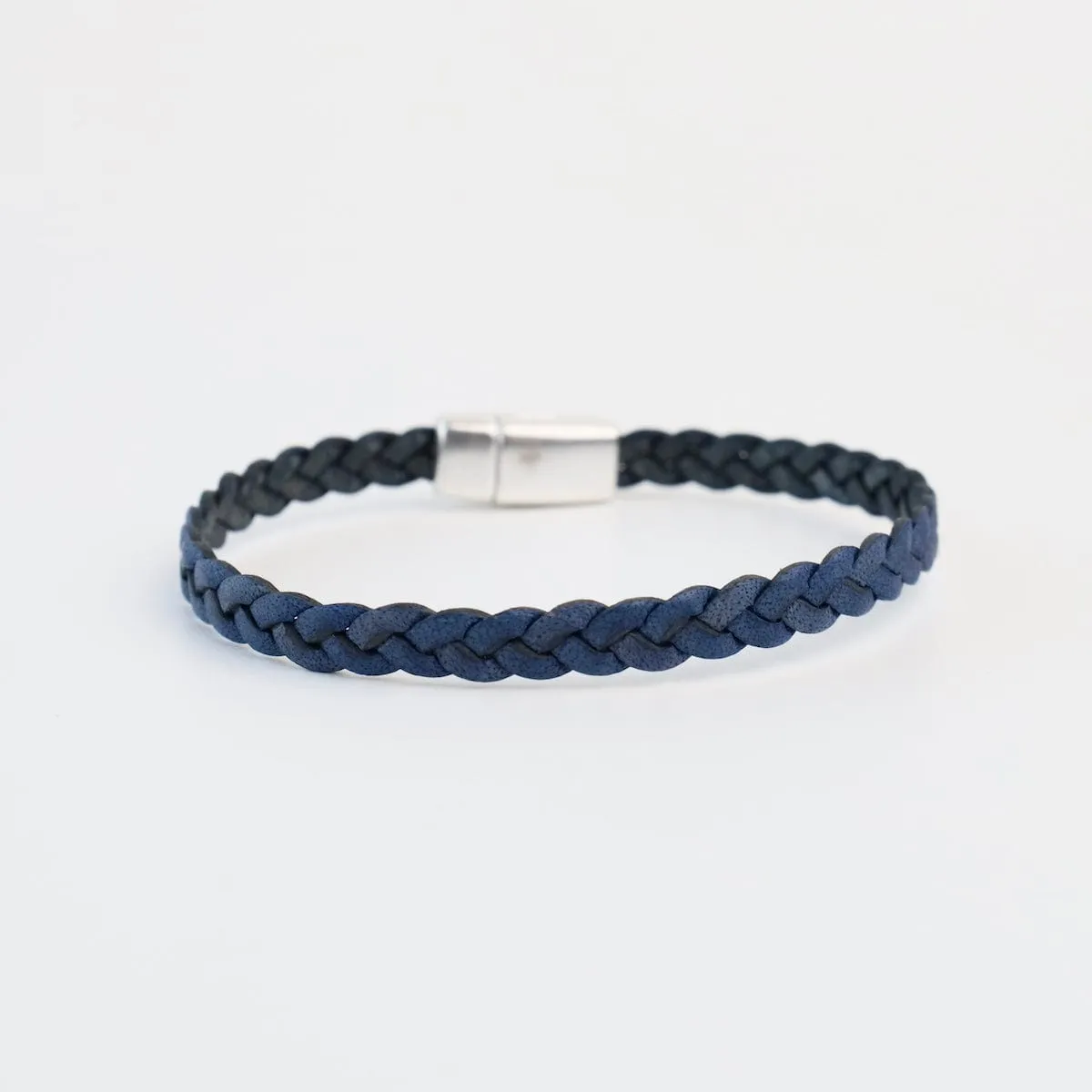 Braided Blue Leather Bracelet