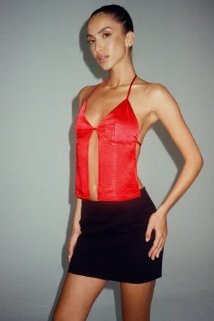 Cami Top In Satin Red