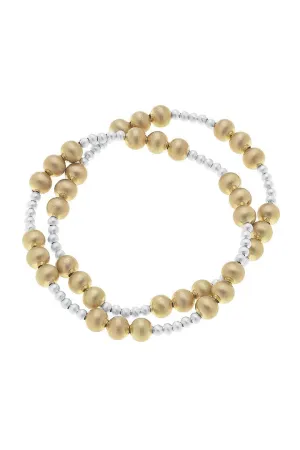 Canvas Kimber Ball Bead Stretch Bracelet Stack in Two Tone