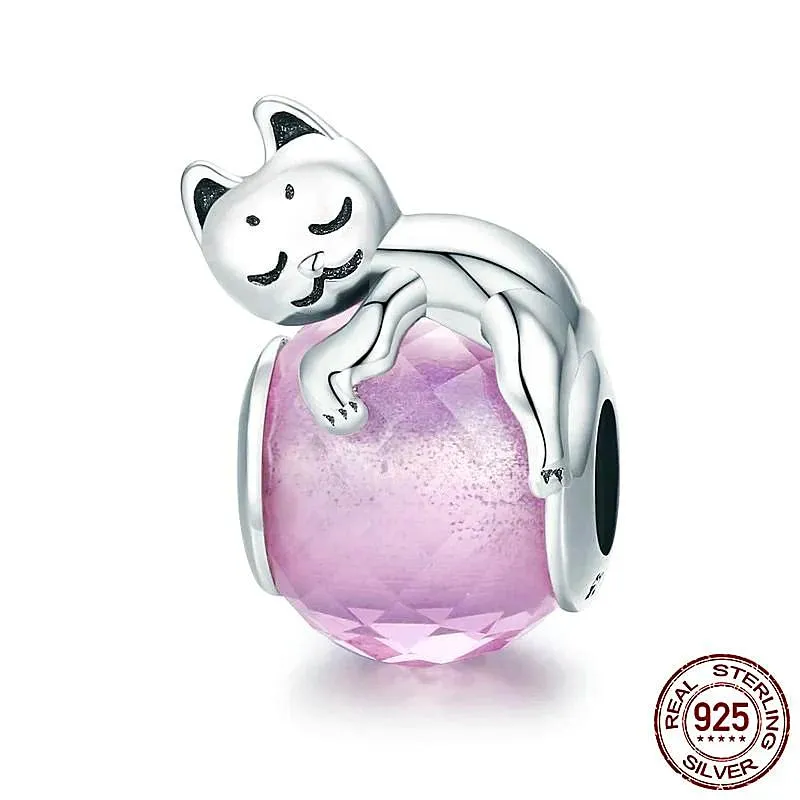 Cat's Dream Pink Silver Charm Beads