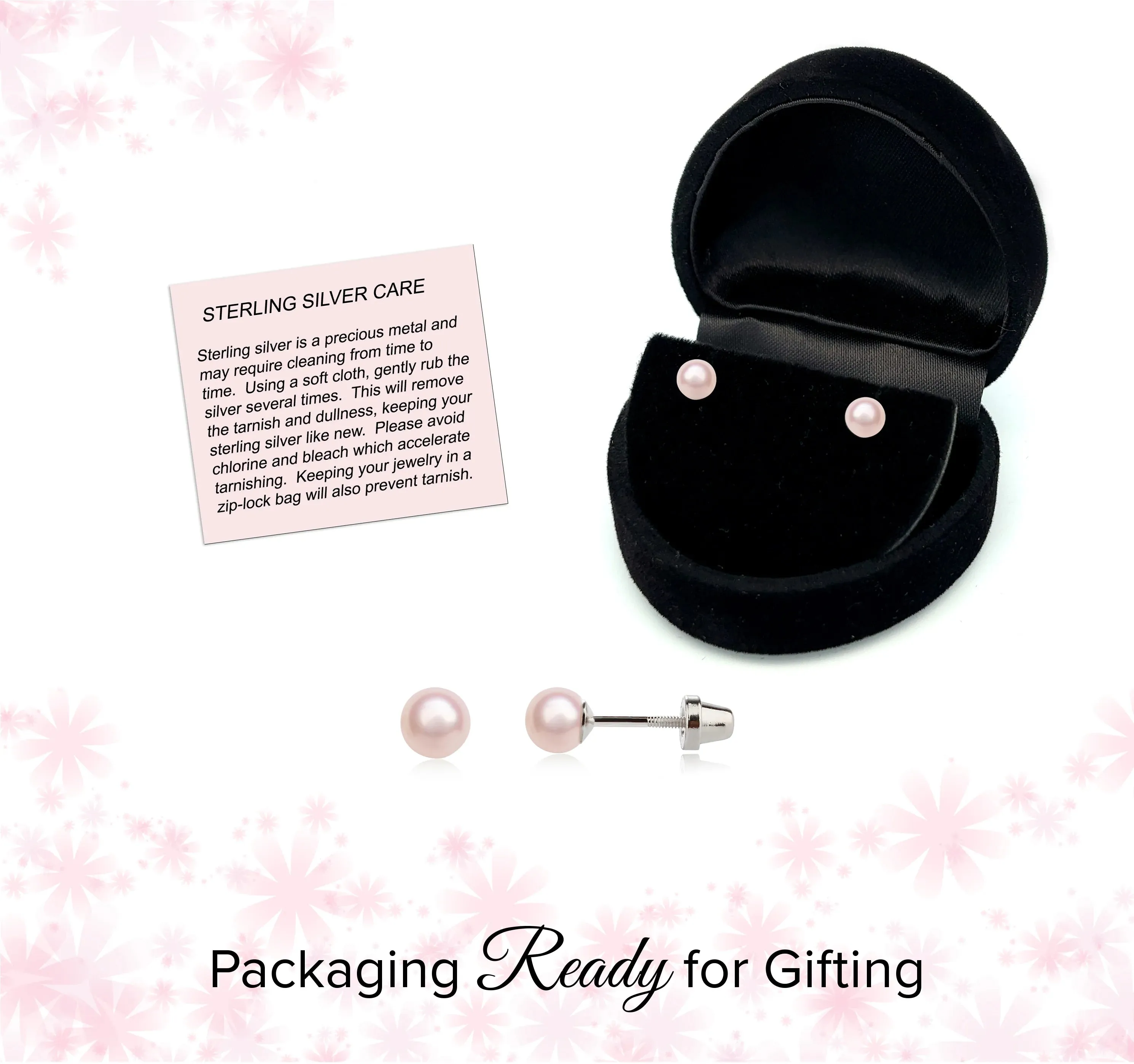 Cherished Moments Sterling Silver Pearl Screw Back Earrings