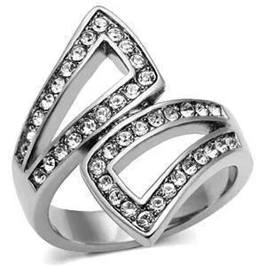 CJG1036 Wholesale Channeled Symmetry Top Grade Crystal High Polished Stainless Steel Women's Fashion Ring