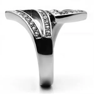 CJG1036 Wholesale Channeled Symmetry Top Grade Crystal High Polished Stainless Steel Women's Fashion Ring