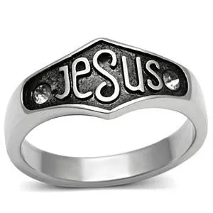 CJG1039 Wholesale Jesus Top Grade Crystal High Polished Stainless Steel Men's Fashion Ring