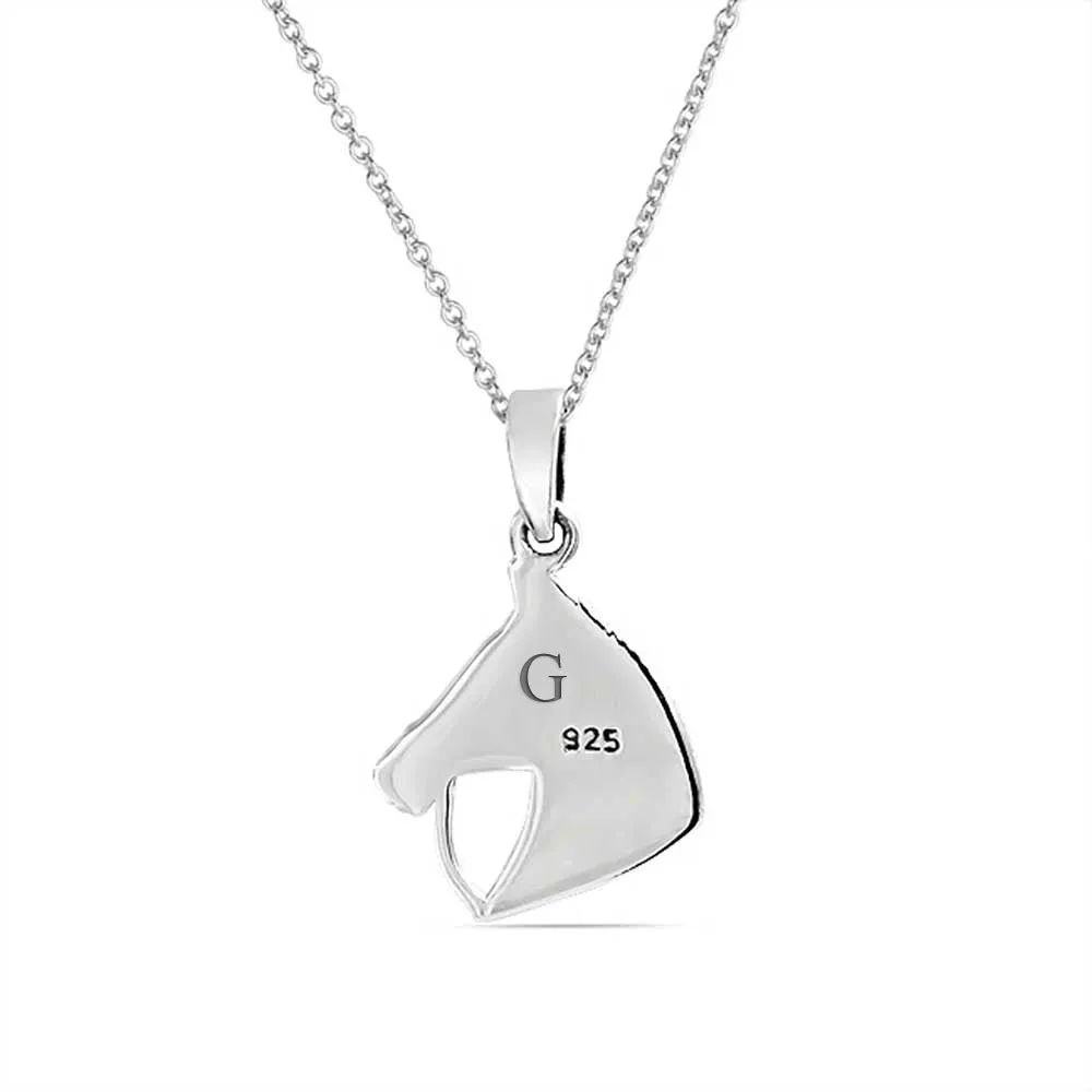 Cowgirl Equestrian Horse-Head Pendant Necklace in Sterling Silver