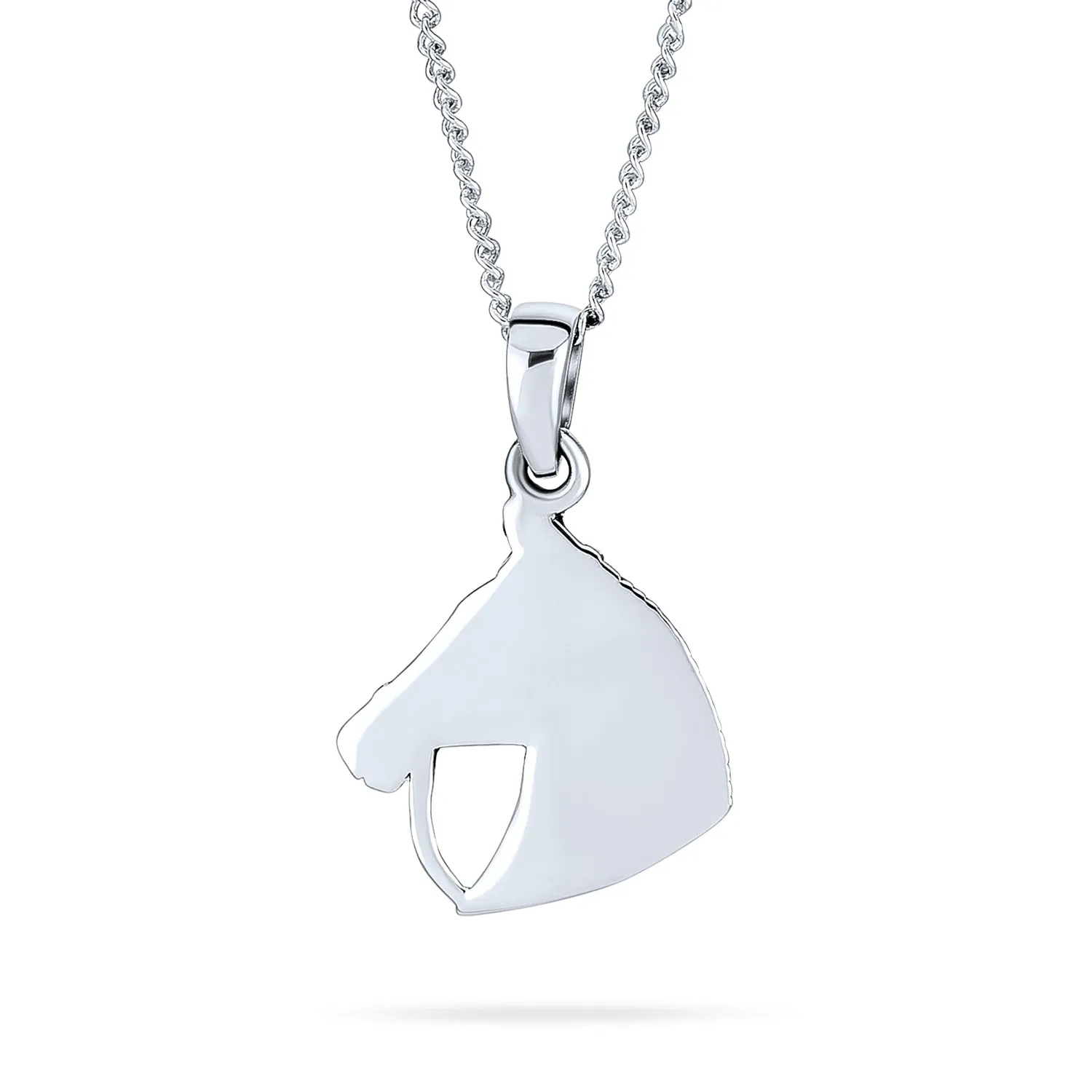 Cowgirl Equestrian Horse-Head Pendant Necklace in Sterling Silver