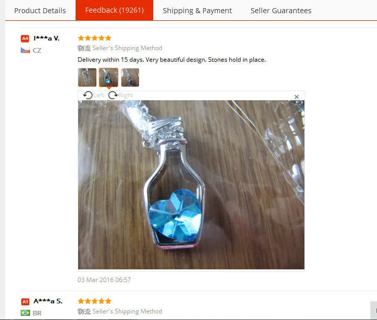 Creative Love Drift Bottles Blue Heart Crystal Pendant Necklace