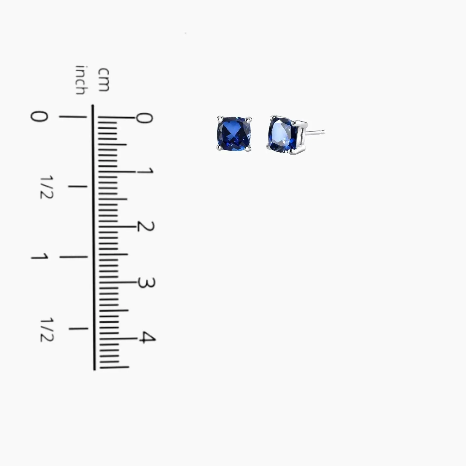 Cushion Cut Sapphire Stud Earrings in Sterling Silver | Irosk®