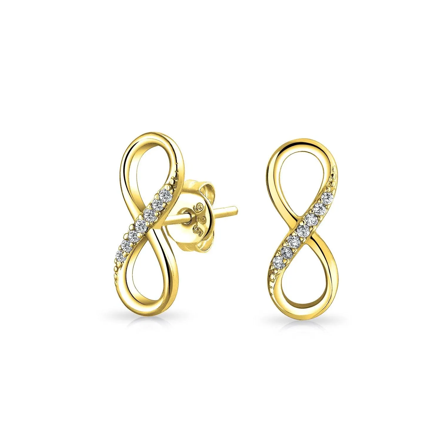 CZ Love Knot Symbol Infinity Stud Earrings Rose Gold Plated 925 Silver