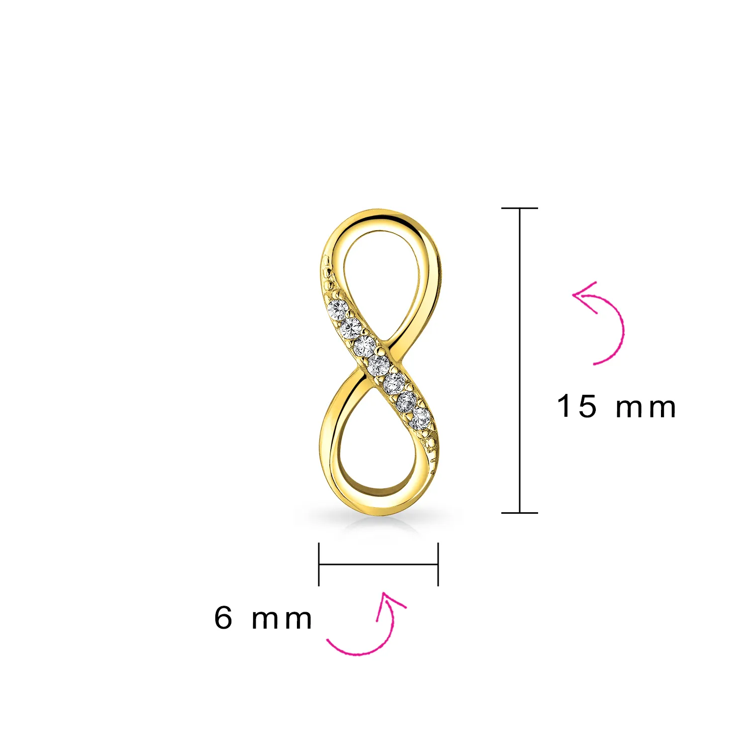 CZ Love Knot Symbol Infinity Stud Earrings Rose Gold Plated 925 Silver