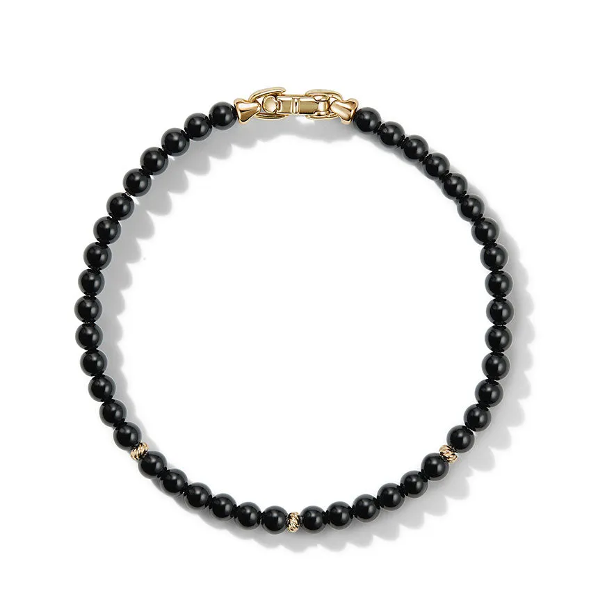 David Yurman Spiritual Beads Bracelet with Black Onyx and 14ct Yellow Gold