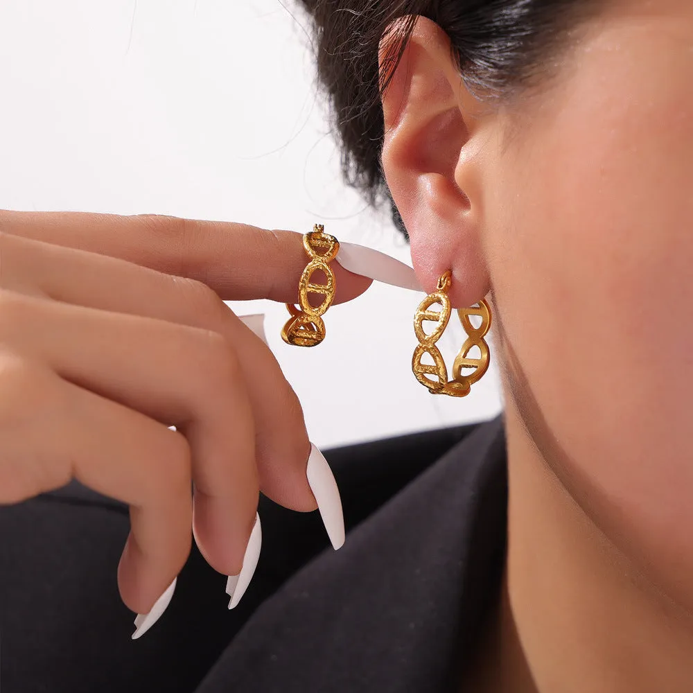 Elegant Gold-Plated Stainless Steel Earrings with Contemporary Design