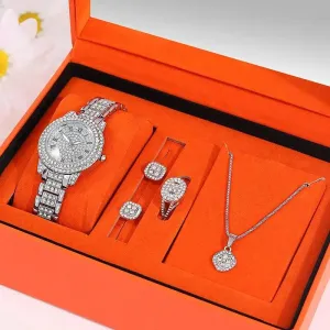 Elegant Women's Analog Wristwatch Set with Quartz Movement