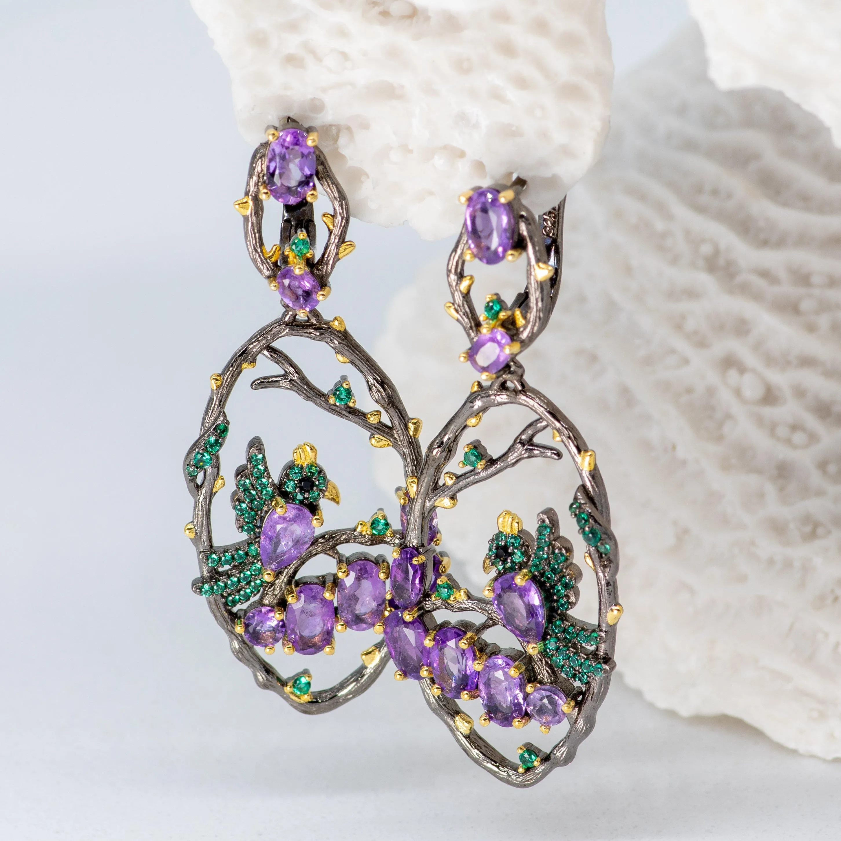 Evergreen Amethyst Earrings in Sterling Silver